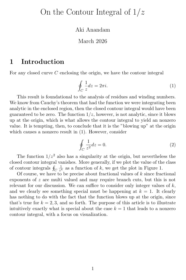 Cover preview for On the Contour Integral of 1/z