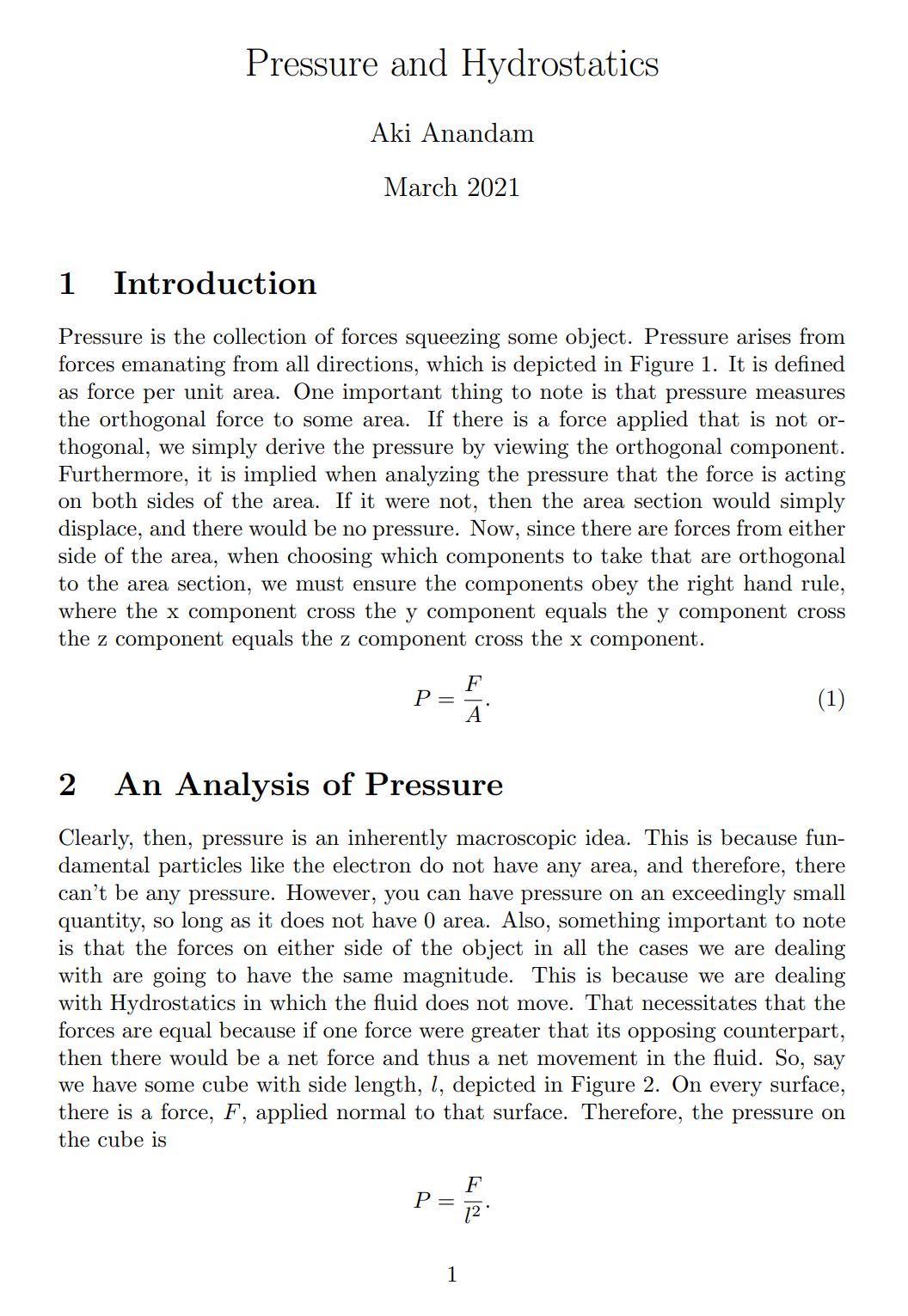 Cover preview for Pressure and Hydrostatics